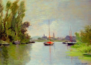 クロード・モネ Painting - セーヌ川の小舟から見たアルジャントゥイユ クロード・モネ